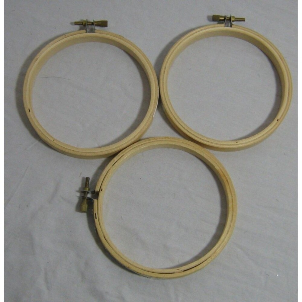 Lot of 3 Vintage Wooden Embroidery Hoops Quilting Cross Stitch 4 inches